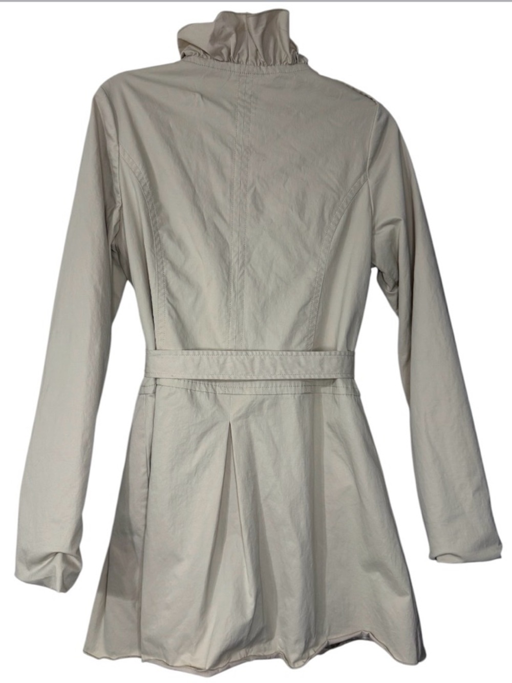 Willi Smith Light Beige Ruffle-Front Trench Coat‎ - Picture 2 of 5